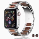 Black A Series 8 7 Natural Wood, silver Stainless Steel Band