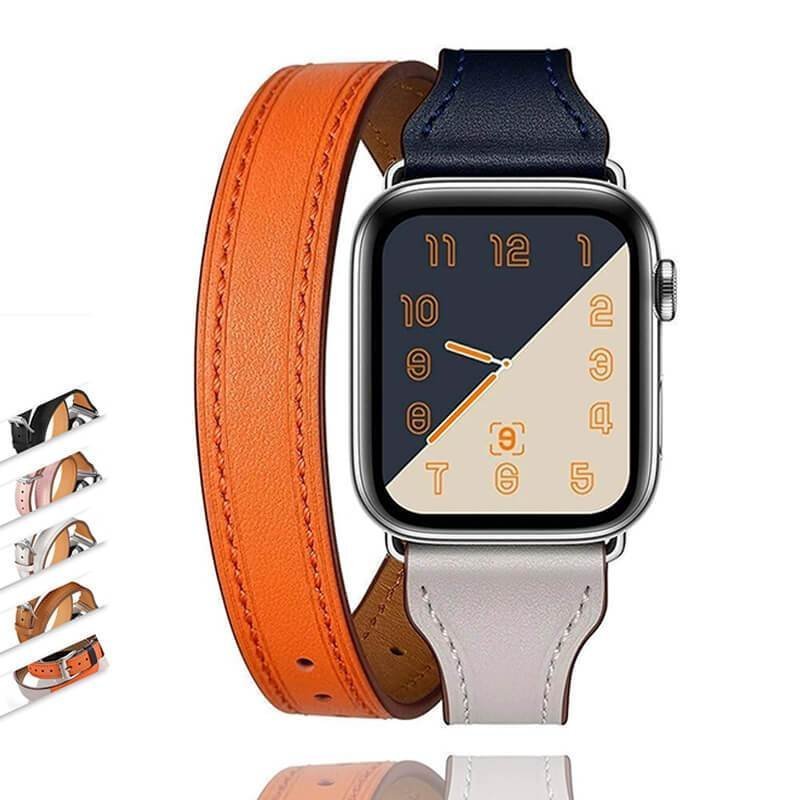 Squarecovers1_92ef4d8f-01f5-4abf-bfd2-ad99c637e83b.jpg NEW Loop Wrist Bracelet Band Series 7 6 5 Silver Adaptor Leather Strap - Image 1